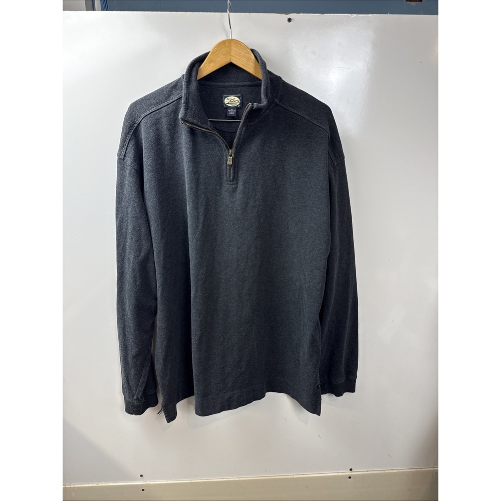 Tommy Bahama Pullover 1/4 Zip Up Long Sleeve Dark Gray 100% Cotton Size XL